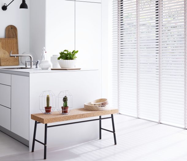 Houten jaloezien – bece – wit – keuken – staand