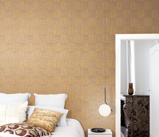 Slaapkamer behang beige taupe van Masureel