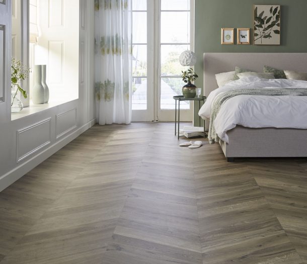 Visgraat vloer slaapkamer vinyl print visgraat