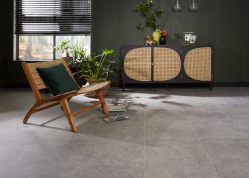 Ambiant – vinyl – tegellook – lichtgrijs – Tempesta Velvetex – Supreme tex back – sfeerfoto – liggend