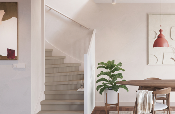 Trapbekleding in betonlook met pvc