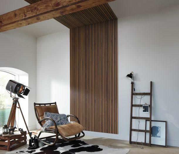 Wandpanelen – Heditex – Acoustic Sense – bruin – woonkamer – liggend – 7034 Acoustic-Sense Ambiente R01