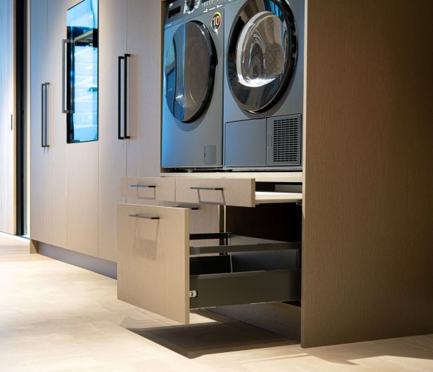 Wasmachinekast – Allure – wijnkoeler – winkel – schuiflades – donker – bruin – liggend (2)