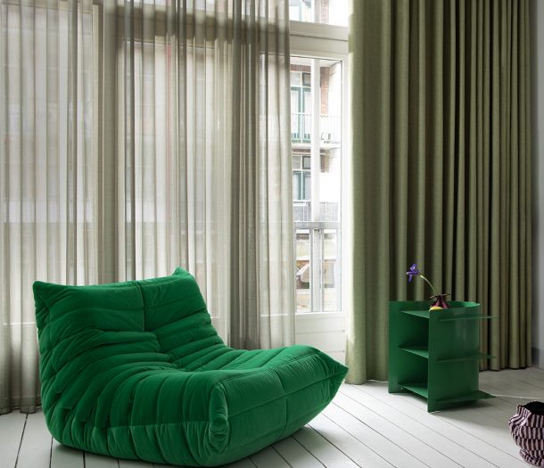 Overgordijnen – Kendix – groen – zithoek – woonkamer – liggend